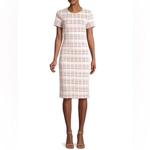 Hugo Boss Business Decks Check Sheath In Cream, Black, and Red